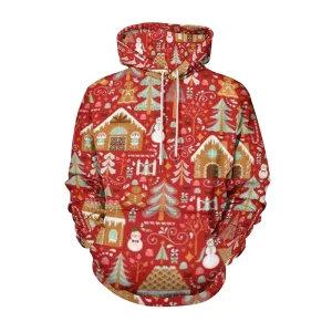 Mens Merry Christmas Tree Graphic Pullover With Kangaroo Pocket Hoodies