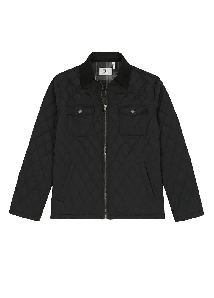 Men's Zip Up Lightweight Quilted Shirt Jacket with Flannel Lining