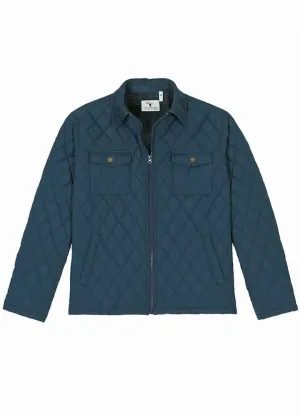 Men's Zip Up Lightweight Quilted Shirt Jacket with Flannel Lining