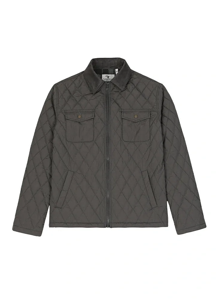 Men's Zip Up Lightweight Quilted Shirt Jacket with Flannel Lining