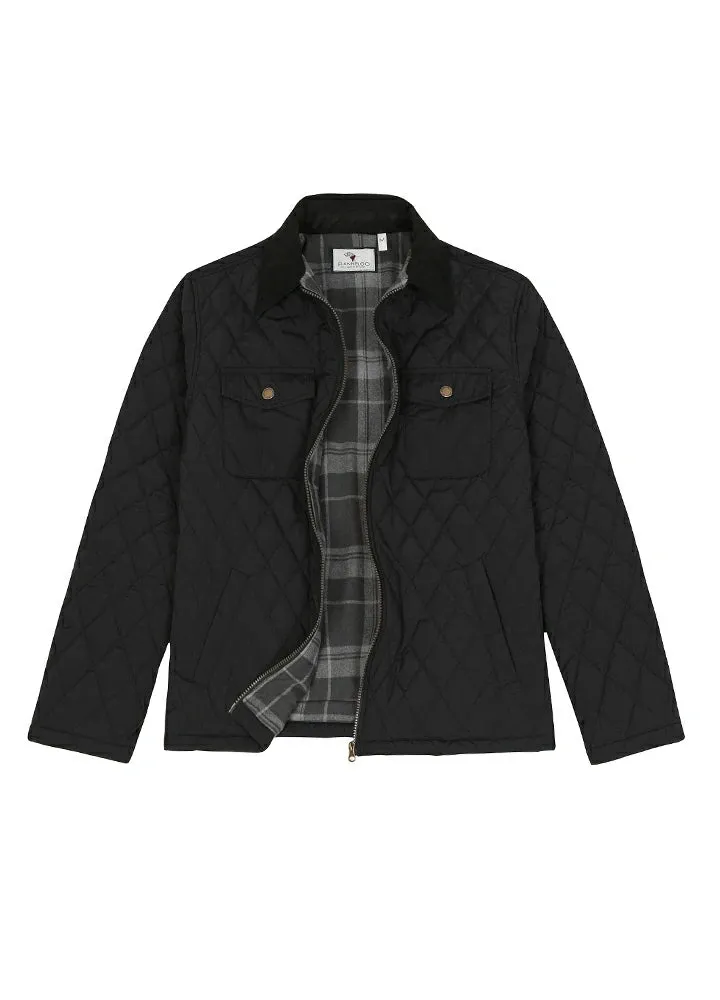 Men's Zip Up Lightweight Quilted Shirt Jacket with Flannel Lining