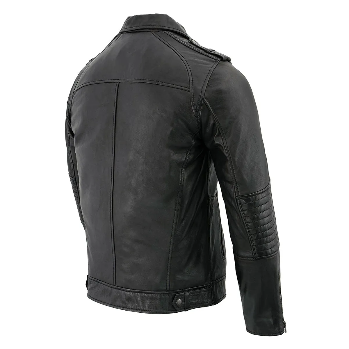 Milwaukee Leather SFM1810 Men's Black Lamsbkin Patch Pocket Leather Jacket