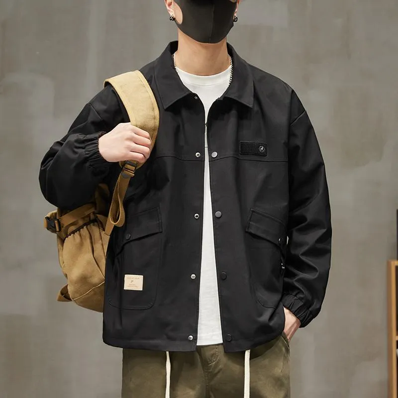 Monochrome Stain-Resistant Workwear Style Button Front Overshirt