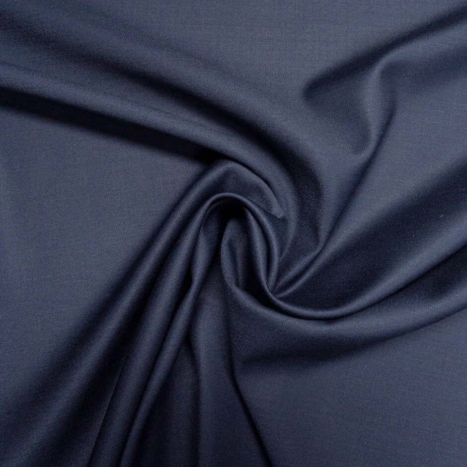 Navy Blue Stretch Wool Gaberdine