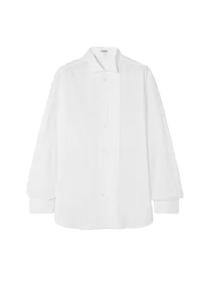 Pleated Button-down Shirt