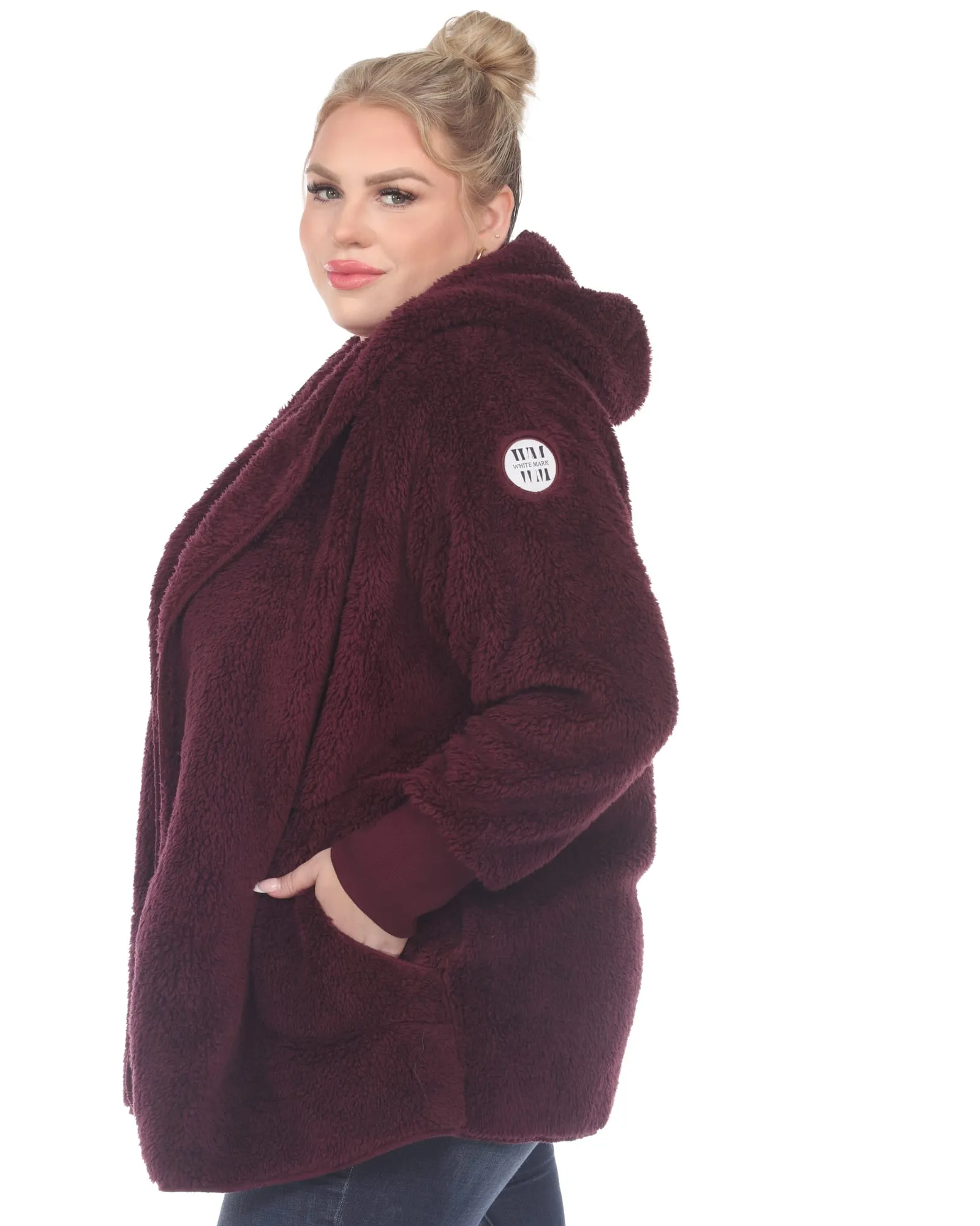 Plush Hooded Cardigan with Pockets | Purple