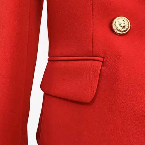 Red Blazers for Women Long Sleeves Breasted Fashion Coat