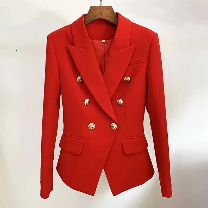 Red Blazers for Women Long Sleeves Breasted Fashion Coat