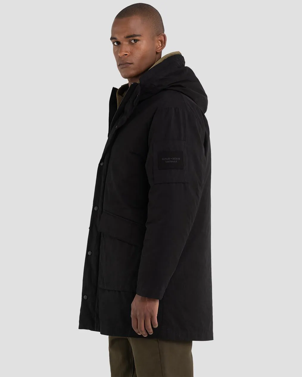 Replay Sartoriale Hooded Parka - Black