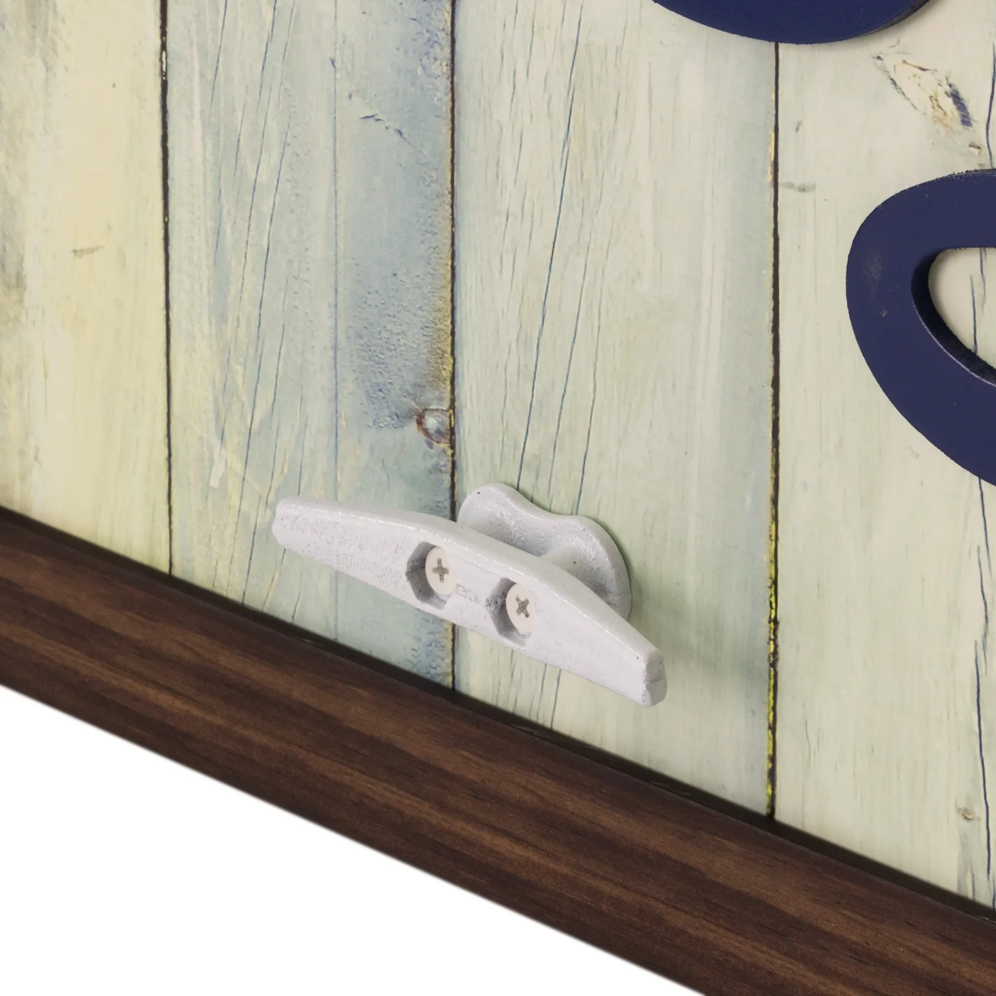 Rustic Coastal "Ahoy" Framed Coat Rack, 5 Hooks