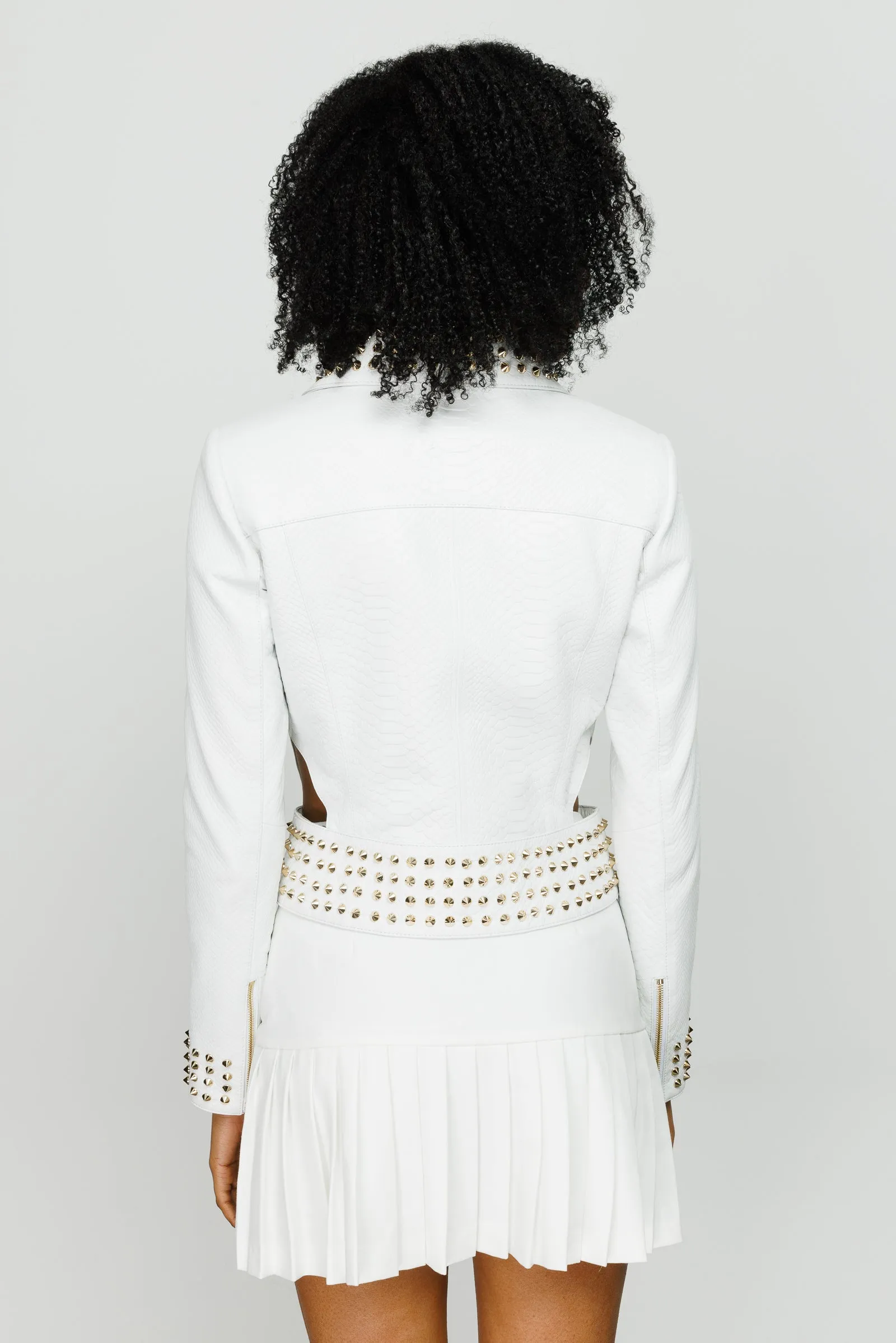 The Infanta White Leather Women Jacket