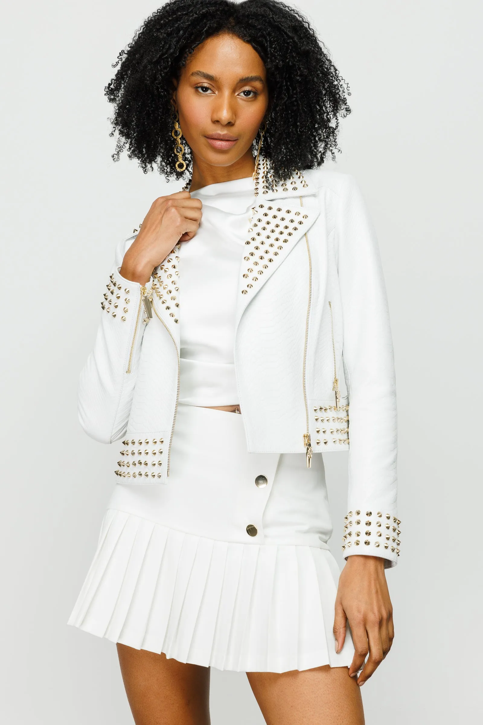 The Infanta White Leather Women Jacket