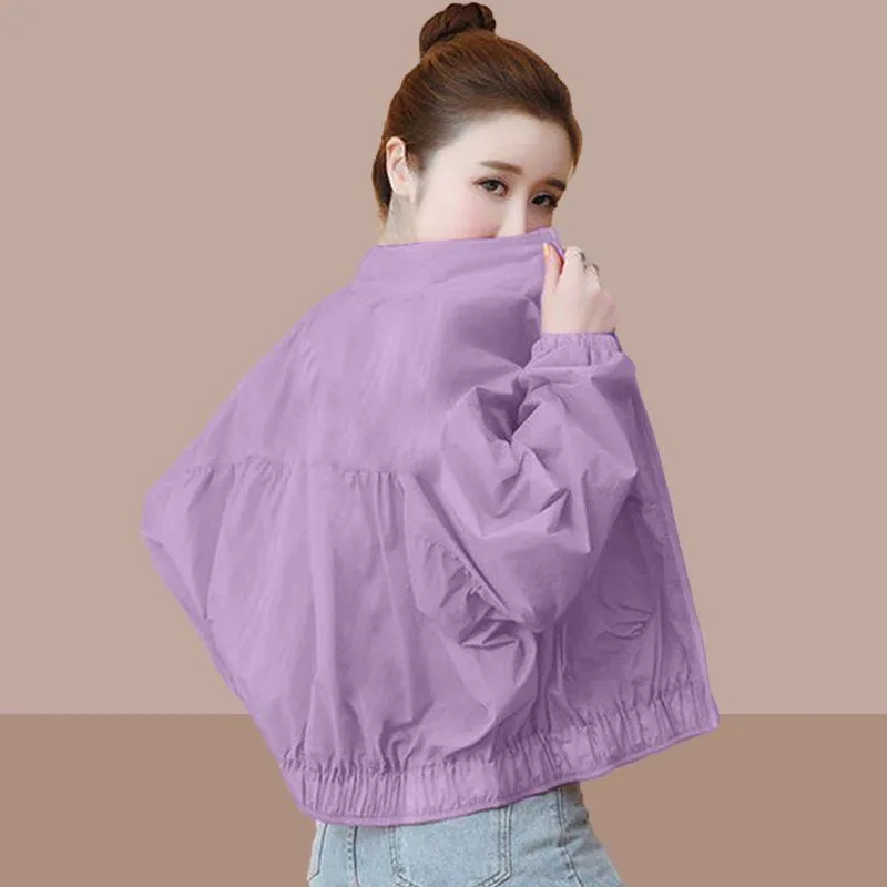 UV-Protective Cropped Thin Breathable Windbreaker