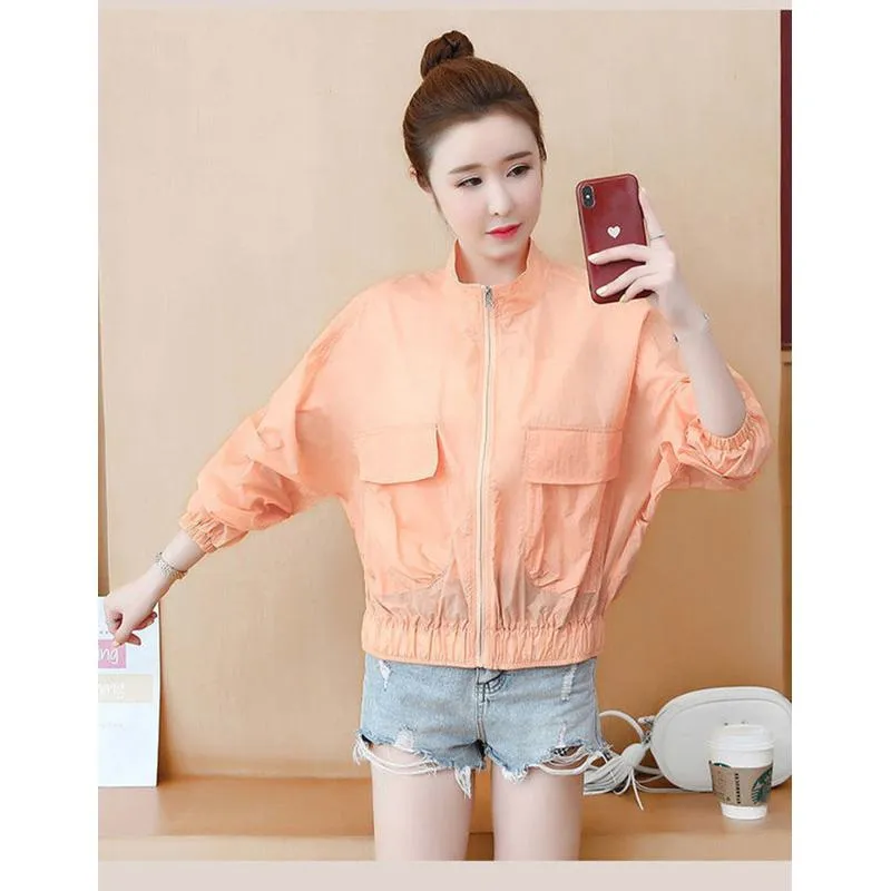 UV-Protective Cropped Thin Breathable Windbreaker