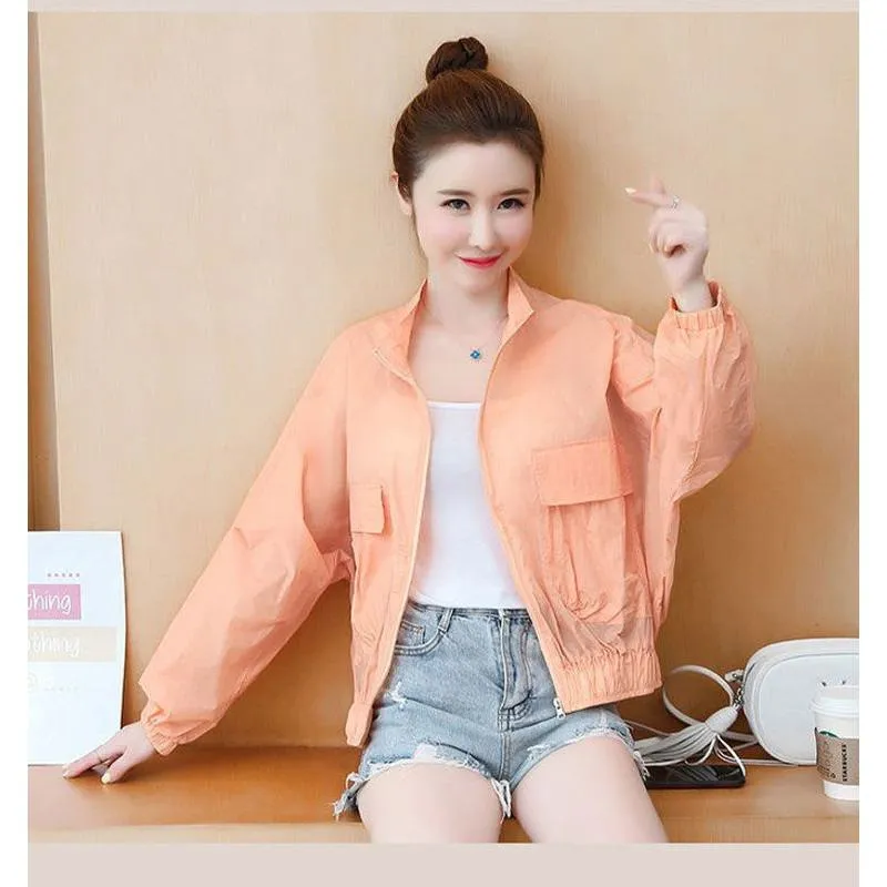 UV-Protective Cropped Thin Breathable Windbreaker