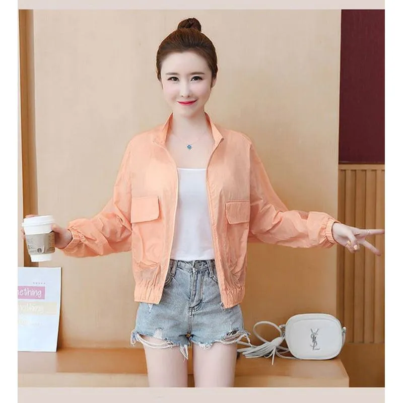 UV-Protective Cropped Thin Breathable Windbreaker