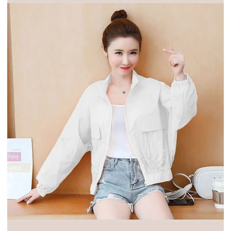 UV-Protective Cropped Thin Breathable Windbreaker