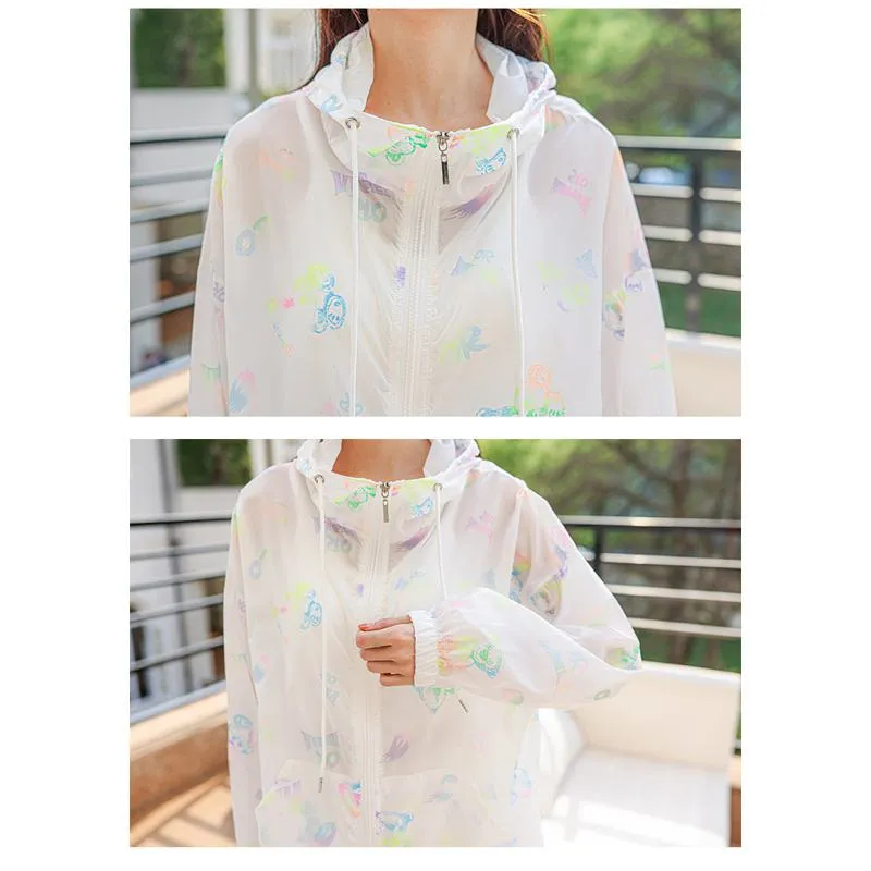 UV-Protective Silky Breathable Loose Fit Raincoat Hooded Jacket