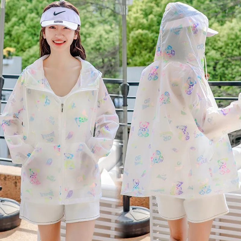 UV-Protective Silky Breathable Loose Fit Raincoat Hooded Jacket