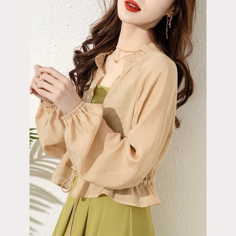 UV-Protective Thin Chic Ruffle Collar Sheer Jacket