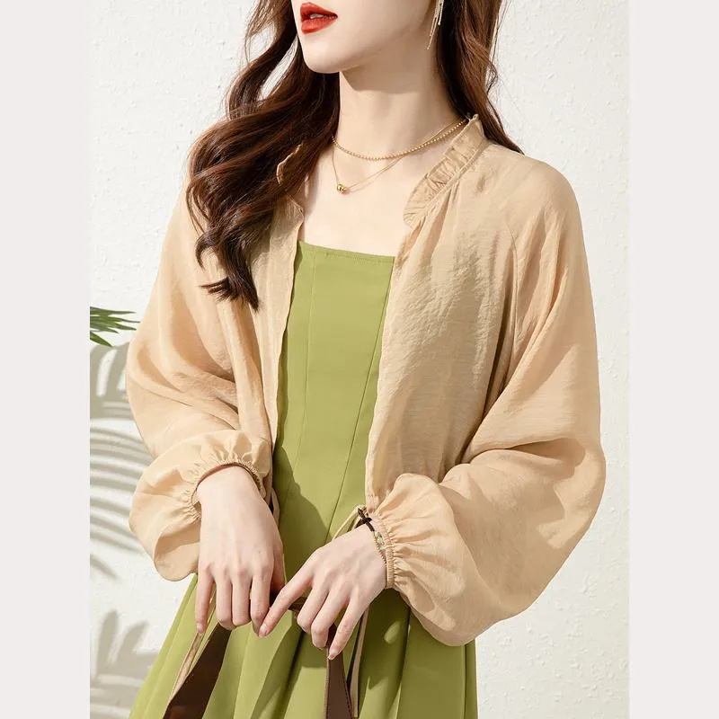 UV-Protective Thin Chic Ruffle Collar Sheer Jacket