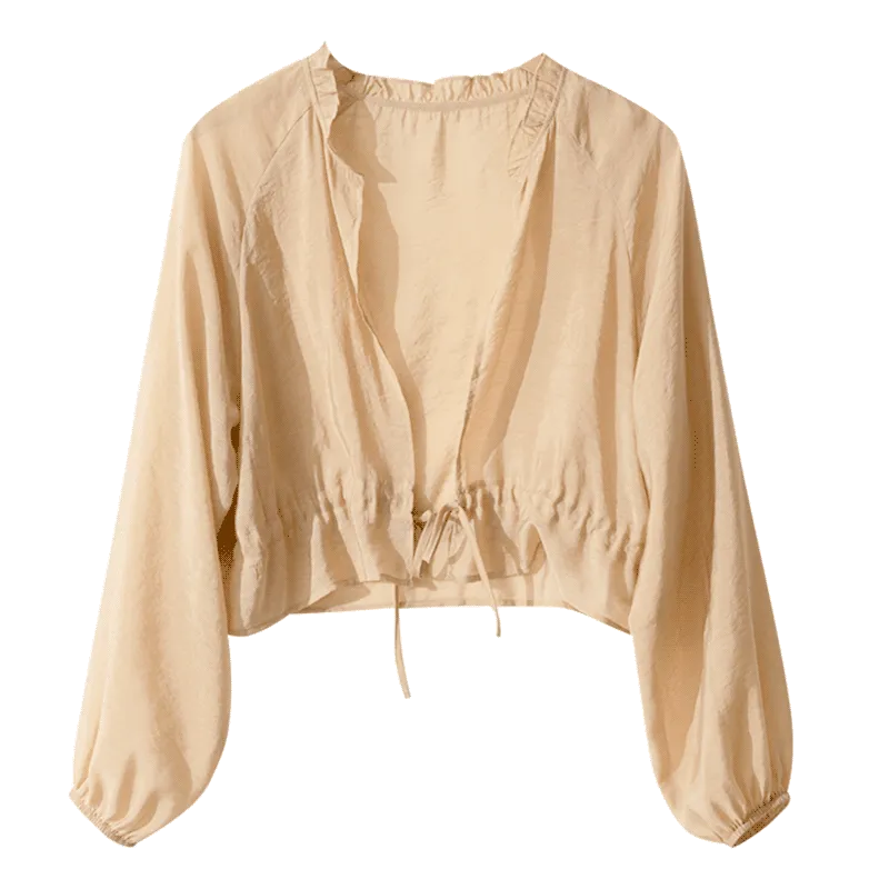 UV-Protective Thin Chic Ruffle Collar Sheer Jacket