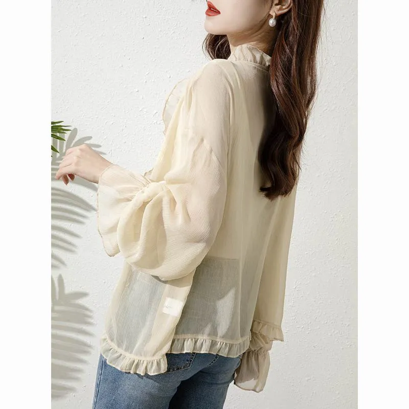 UV-Protective Versatile Chic Ruffle Collar Sheer Jacket