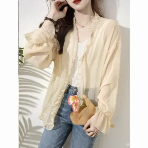 UV-Protective Versatile Chic Ruffle Collar Sheer Jacket