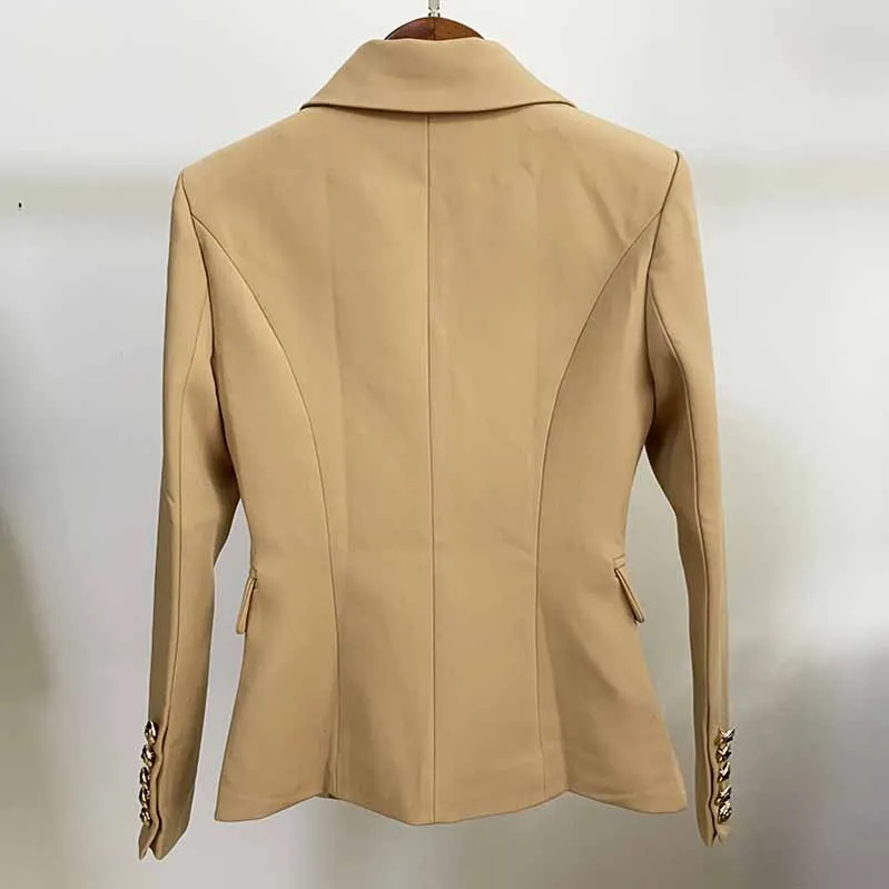 Women Blazers Double-Breasted Button Khaki Slim Jackets