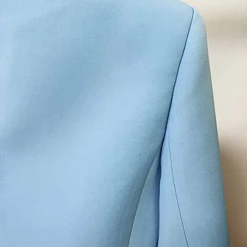 Women Coats Baby Blue Jacket Long Sleeves Blazer Breasted Coat