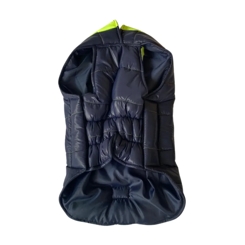 Woofiezz Warm & Comfortable Winter Jackets for Dogs and Cats (Neon Green/Blue)